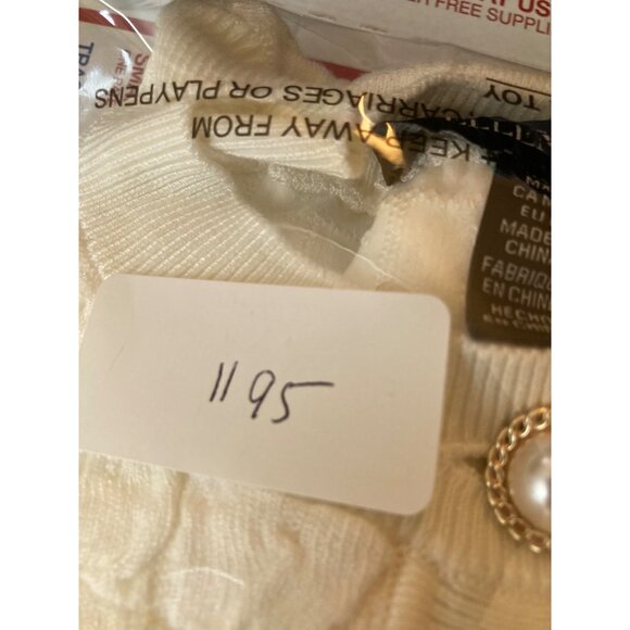 Womens Ellen Tracy Cropped Cardigan Pearl Gold Buttons Cream‎ Black M NWOT - Picture 9 of 9